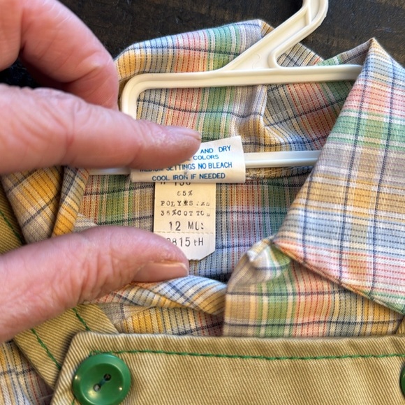 Vintage Cotton Candy Infant Boys 2 Piece Outfit green and tan overall 12 months - Picture 10 of 10